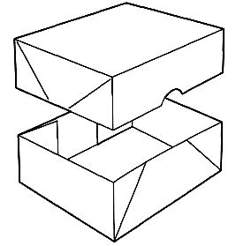 Коробка на базе отдельных основания и крышки с клапанами на полную глубину