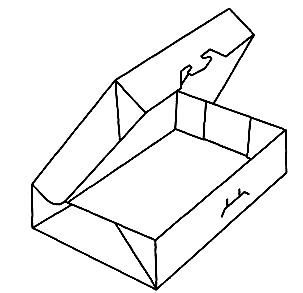 Коробка с цельной откидной крышкой и клапанами на всю глубину и лотком