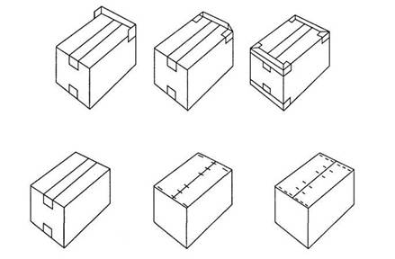 Коробки из гофрокартона могут укупориваться следующими способами: пыленепроницаемое соединение швов